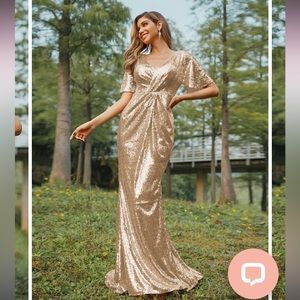 Sheath Sequins Ruched V-neck Bridesmaid Dress